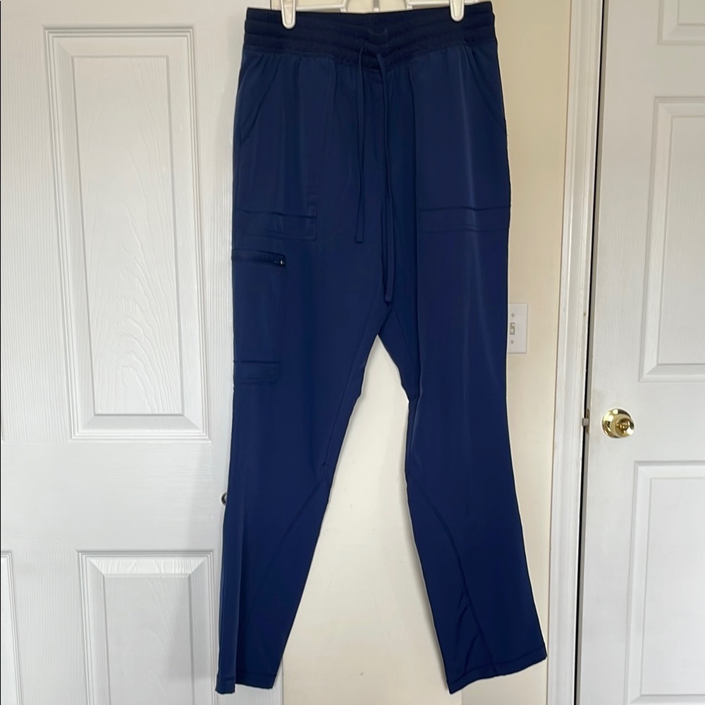 Blue Stretch Cargo Scrub Pants